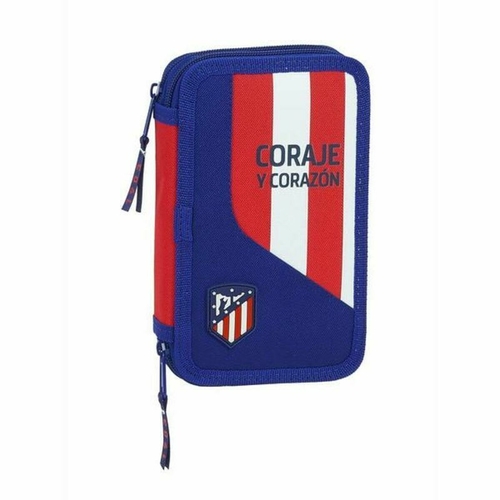 Double Pencil Case Atlético Madrid Blue Rojo/Blanco Sporting 28 Pieces