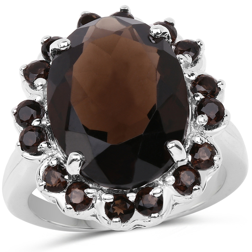 8.65 Carat Genuine Smoky Quartz .925 Sterling Silver Ring