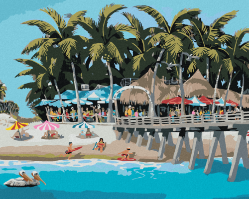 Paint by Numbers - STALLS BY THE PIER AND THE BEACH (ROBERT JOHNSON)