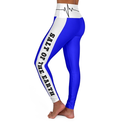 High Waisted Yoga Leggings - Royal Blue Salt of the Earth Matthew 5:13