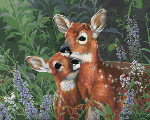 Paint by Numbers - FAWN AND FLOWERS (ABRAHAM HUNTER)