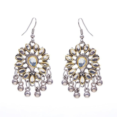 CE Alloy Oxidised Jewellery traditional Brass Silver Earrings for