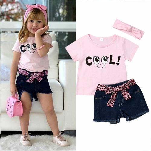 1-5Y Cool Summer Kids Baby Girl Clothes Outfits