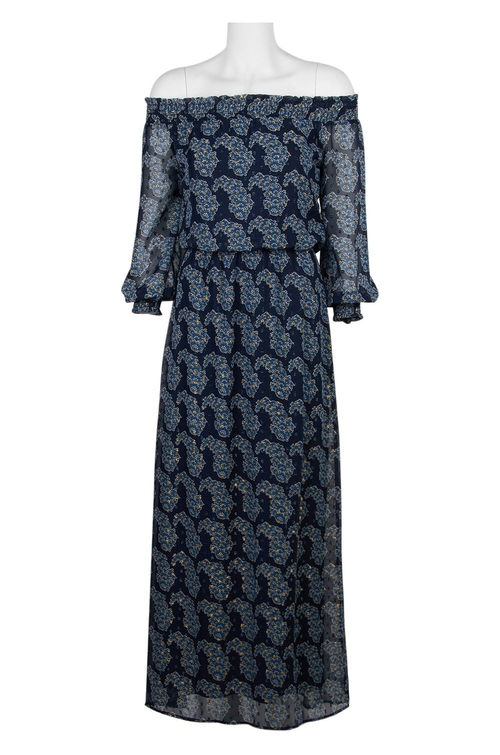 Taylor Elastic Off-Shoulder Blouson Cuff Sleeve Embellished Chiffon