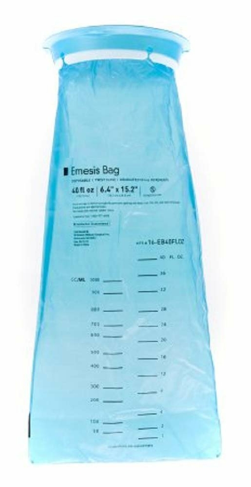 Pack of 100 Urgent Assist Bags 6.5" x 15" Plastic Vomit Bags 40 oz.