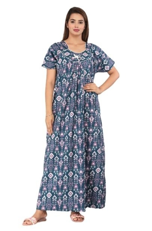 Cotton Ladies Nighty Half Sleeves Fancy Night Nighties Gown Maxi for
