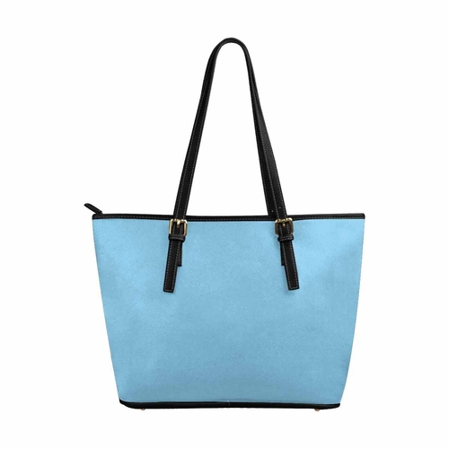 Large Leather Tote Shoulder Bag - Light Blue