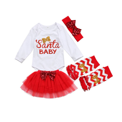 Xmas Newborn Baby Girls Santa Baby Romper