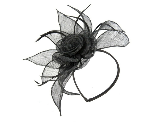 Black sinamay flower fascinator