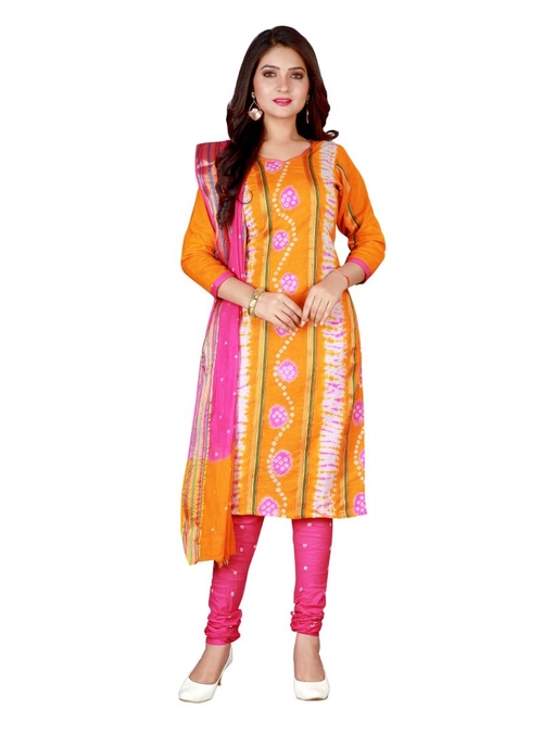 Generic Women's Cotton Salwar Material (Yellow,