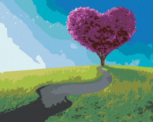 Paint by Numbers - PURPLE TREE IN THE SHAPE OF A HEART