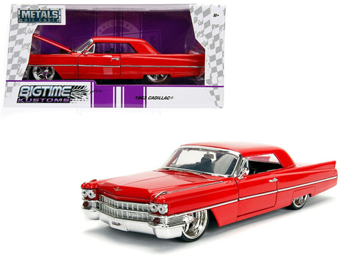 1963 Cadillac Red \Bigtime Kustoms\" 1/24 Diecast Model Car by Jada"