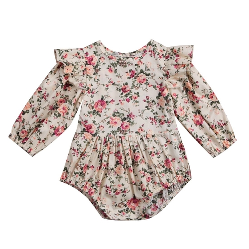 Lovely Infant Baby Girl Floral Pattern Ruffles