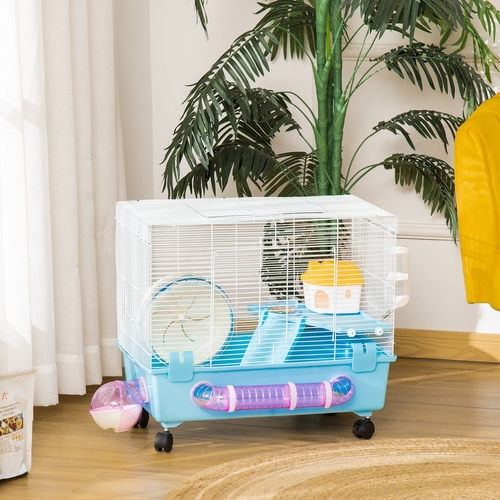 PawHut Hamster Cage, Gerbil Haven, Multi-storey Rodent House, Small
