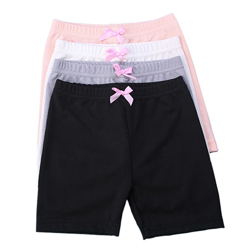 4 Pc Girls Clothes Solid Bow Safety Pants Long