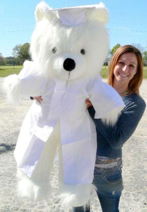 Giant White Teddy Bear 45 Inch Soft Wears Removable White Graduation