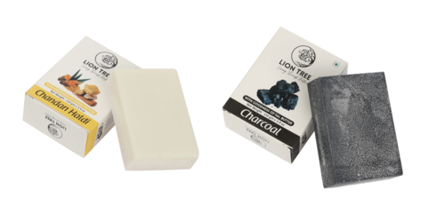 Handmade Chandan Haldi Soap 110Gm and Charcoal Soap 110Gm Pack of 2