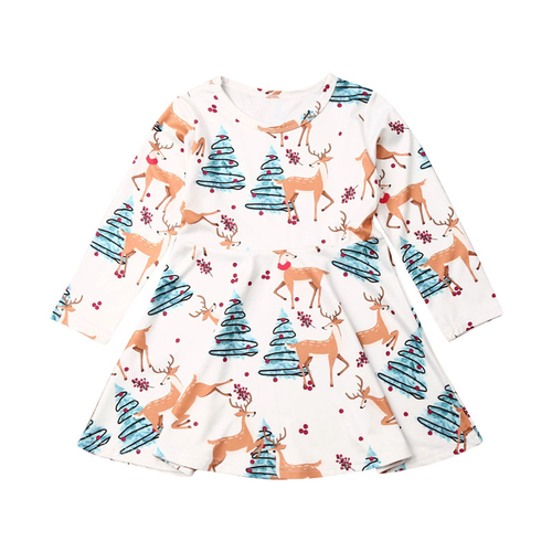 1 5Years Christmas Dress Kids Baby Girl Deer