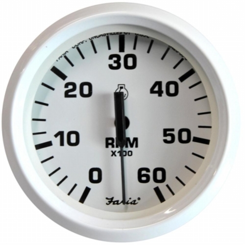 Faria Beede 33103 Dress White 4 in. Tachometer - 6,000 Rpm