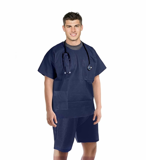 Disposable Set of 5 Shirts and 5 Shorts. Pack of 10 Dark Blue XX-Large
