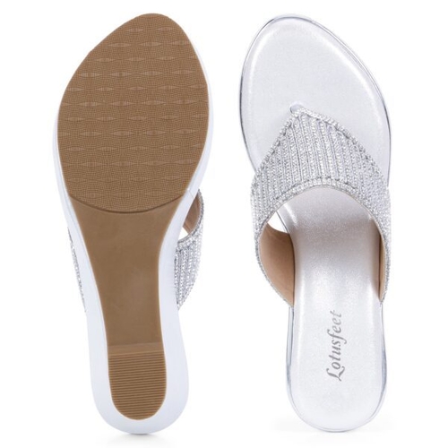 Ethereal Elegance Women High Sole Bow Wedges