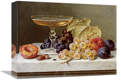 Global Gallery GCS-268422-16-142 16 in. A Glass of Champagne & Grapes 