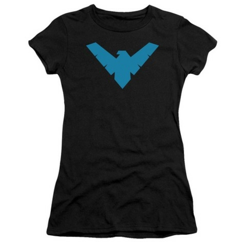 Batman-Nightwing Symbol - Short Sleeve Junior Sheer Tee - Black, E