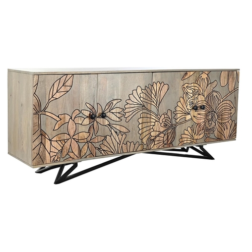 Sideboard DKD Home Decor Natural Grey Metal Mango wood (177 x 45 x 74
