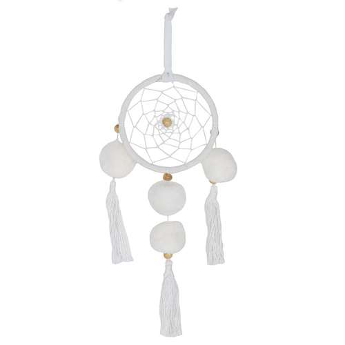 White Pom Pom Dreamcatcher