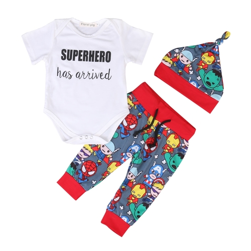 3 Pcs Newborn Baby Boy Cartoon Clothing Set