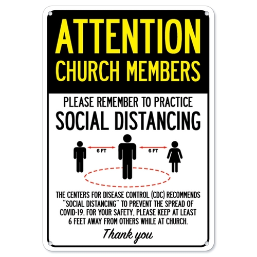 SignMission OS-NS-P-1218-25387 Covid-19 Notice Sign - Attention Church