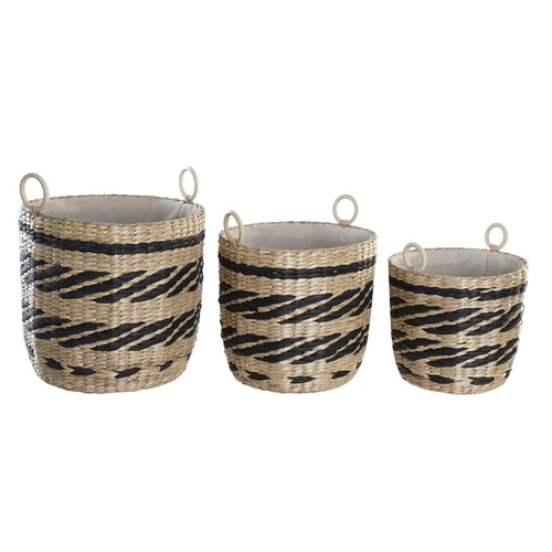 Basket set DKD Home Decor Polyester Colonial Fibre (38 x 38 x 36 cm)