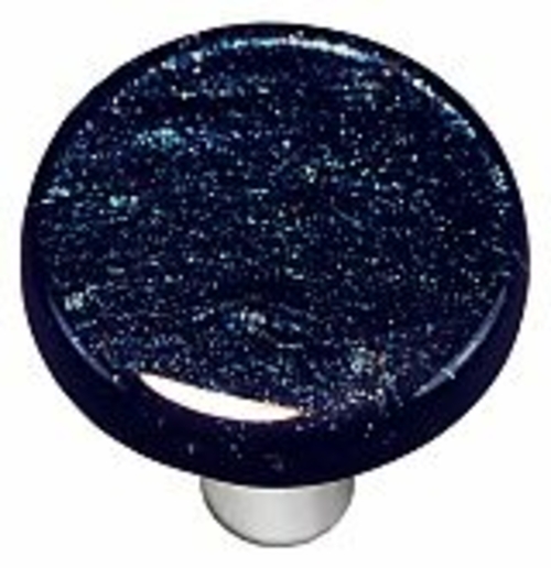 Hot Knobs HK1033-KRA Dark Metallic Blue Round Glass Cabinet Knob - Alu