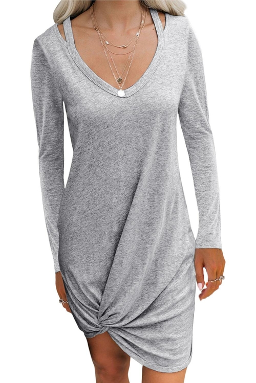 Gray Clear Skies Jersey Twist T-shirt Dress