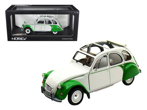 1985 Citroen 2CV Dolly White/Green 1/18 Diecast Model Car by Norev