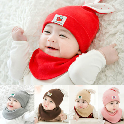 Newborn Baby Autumn Winter Warm Hat Scarf 