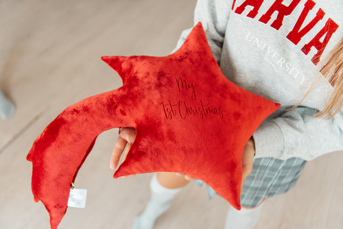 Personalized cushion "Shooting star" , red