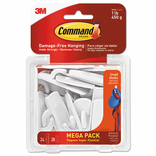 3M MMM17002MPES General Purpose Mega Hooks, Small - Pack of 24