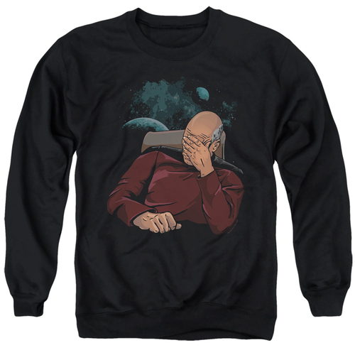 Trevco CBS1887-AS-2 Star Trek & Facepalm Long Sleeve Adult Crewneck Sw