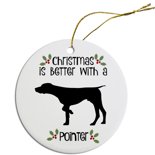Mirage Pet ORN-R-B57 Breed Specific Round Christmas Ornament - Pointer