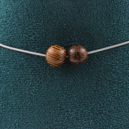 Wood 2 beads 8 mm necklace. 