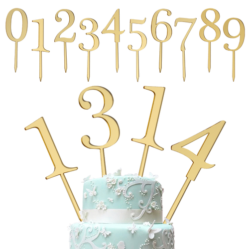 Kids Favors 6PC Gold Number 0 9 Birthday Cake