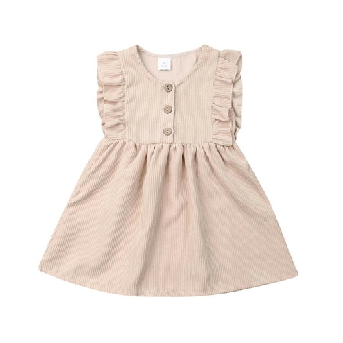 Casual Kids Baby Girl Plain Dress Summer Cotton