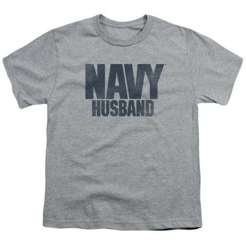 Trevco Navy-Husband Short Sleeve Youth 18-1 Tee- Athletic Heather - Sm