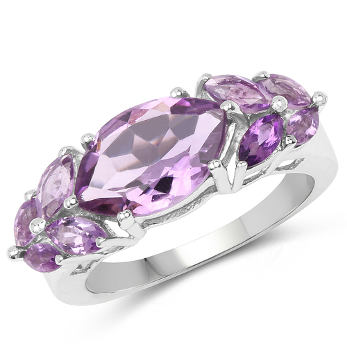 2.38 Carat Genuine Amethyst .925 Sterling Silver Ring