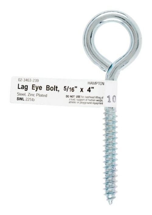 Hampton 02-3463-239 Lag Screw Eye Bolt  0.312 x 4 in. - pack of 10