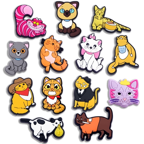 Cat Croc Charms Pet 13PCS Cute Animal Shoe Charm for Croc PVC Shoe