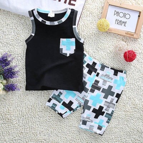 2016 Baby Boy Kids Toddler 2pcs Clothes Sleeveless