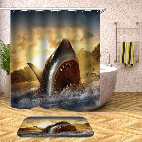 Horrifying Shark Shower Curtain