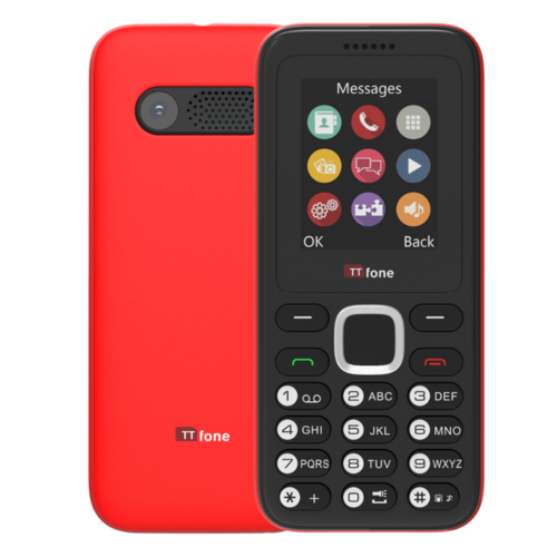 TTfone TT150 Red Dual SIM Mobile with USB Cable, Vodafone Pay As You
